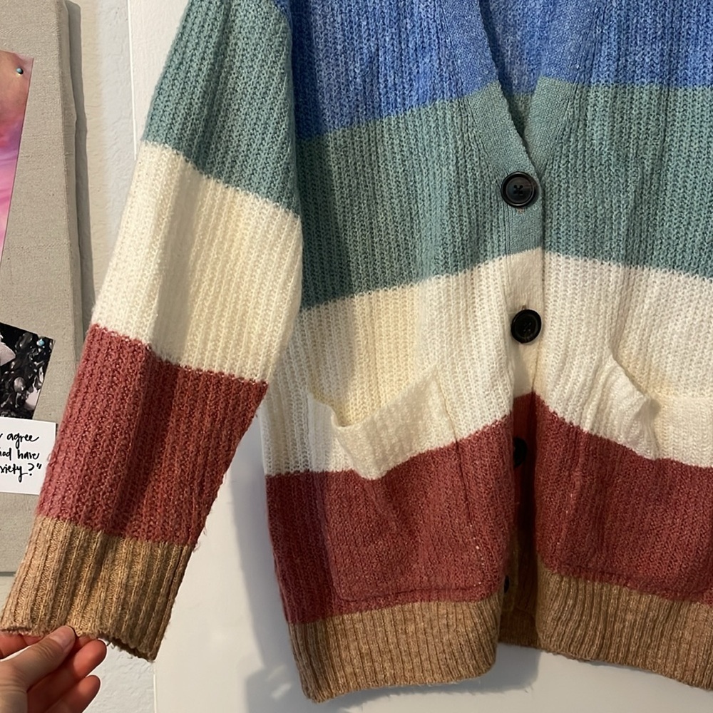 American Eagle Oversized Colorful Striped Cardigan - Picture 3 of 4
